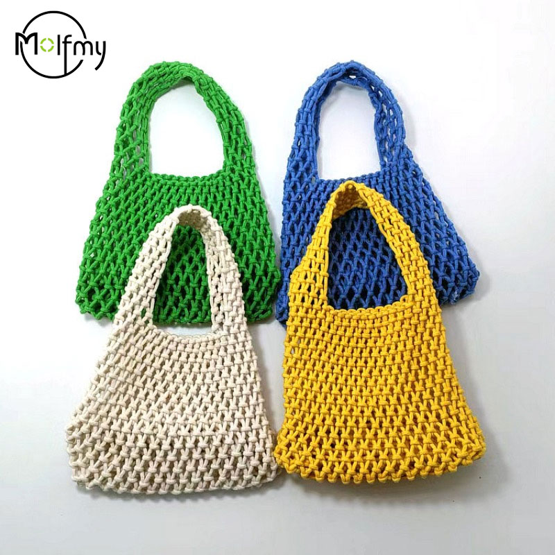 Crochet Market Bag - Summer Hand Woven Tote Bag Woman