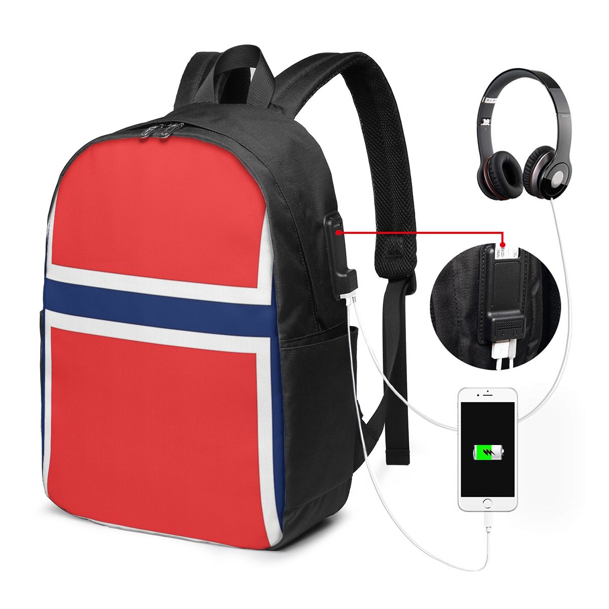 Women Bags For Travel - Norway Flag Backpack Travel Notebook Bag
