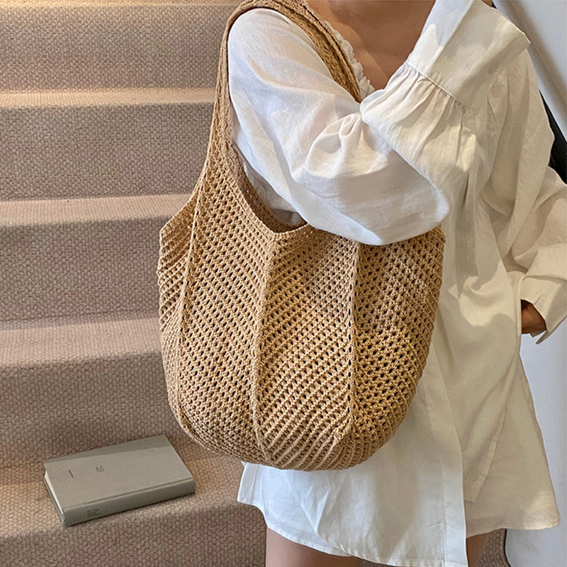Crochet Market Bag - Summer Woven Shoulder Bag Women Knitting