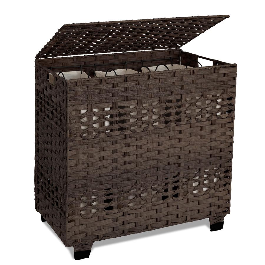 Basket Bag Wicker - Laundry Hamper with Lid, 140L Clothes