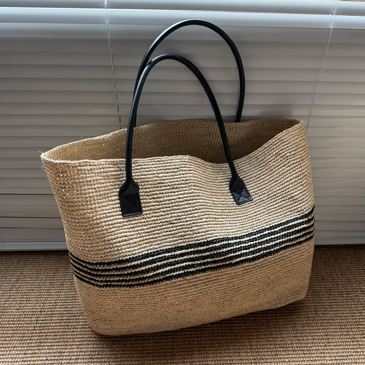Basket Bag Wicker - Stripes Lafite Straw Weave Tote Bags