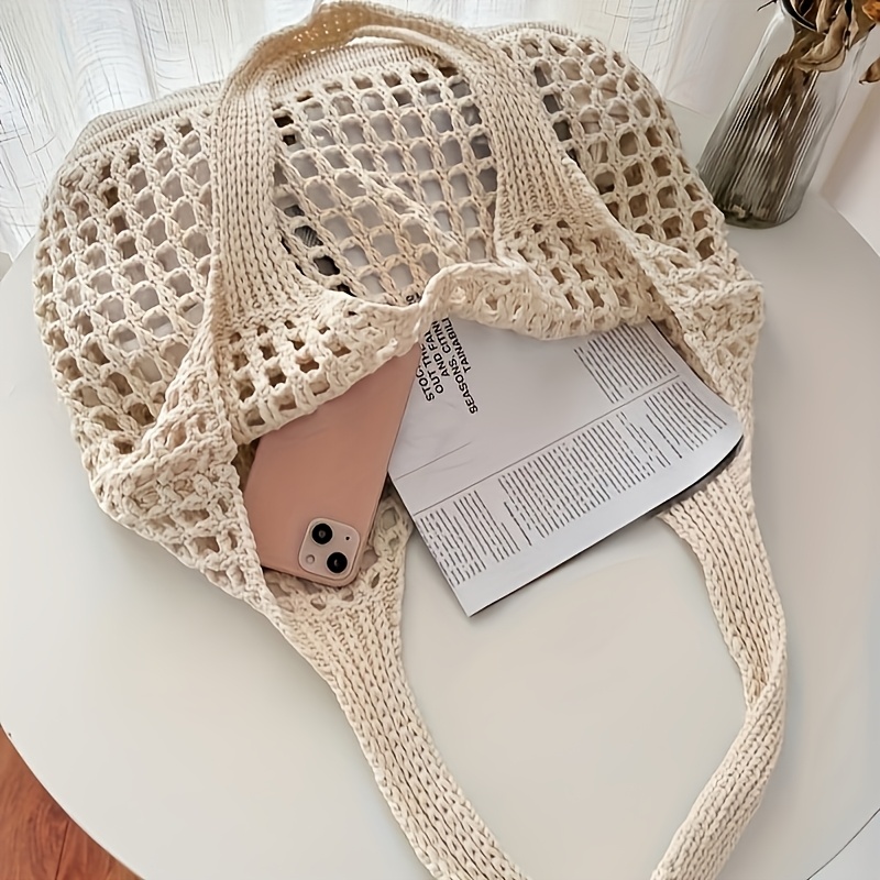 1pc Women'S Crochet Tote , Lar - Crochet Market Bag のレビューと価格