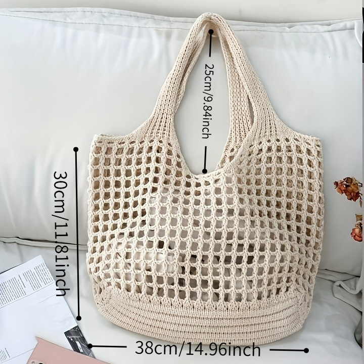 1pc Women'S Crochet Tote , Lar - Crochet Market Bag のレビューと価格