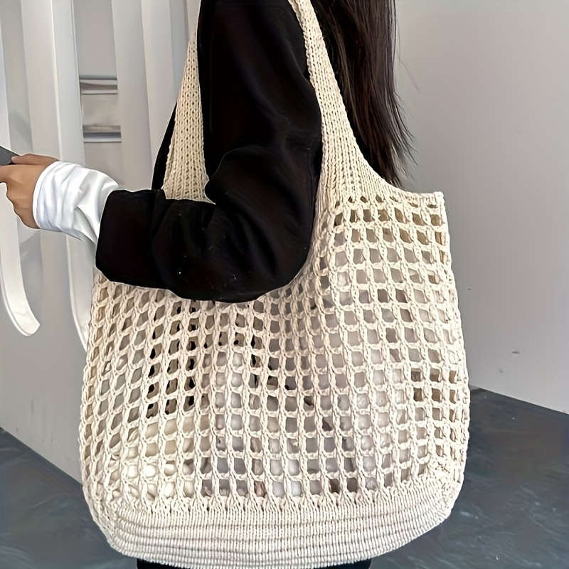 1pc Women'S Crochet Tote , Lar - Crochet Market Bag のレビューと価格