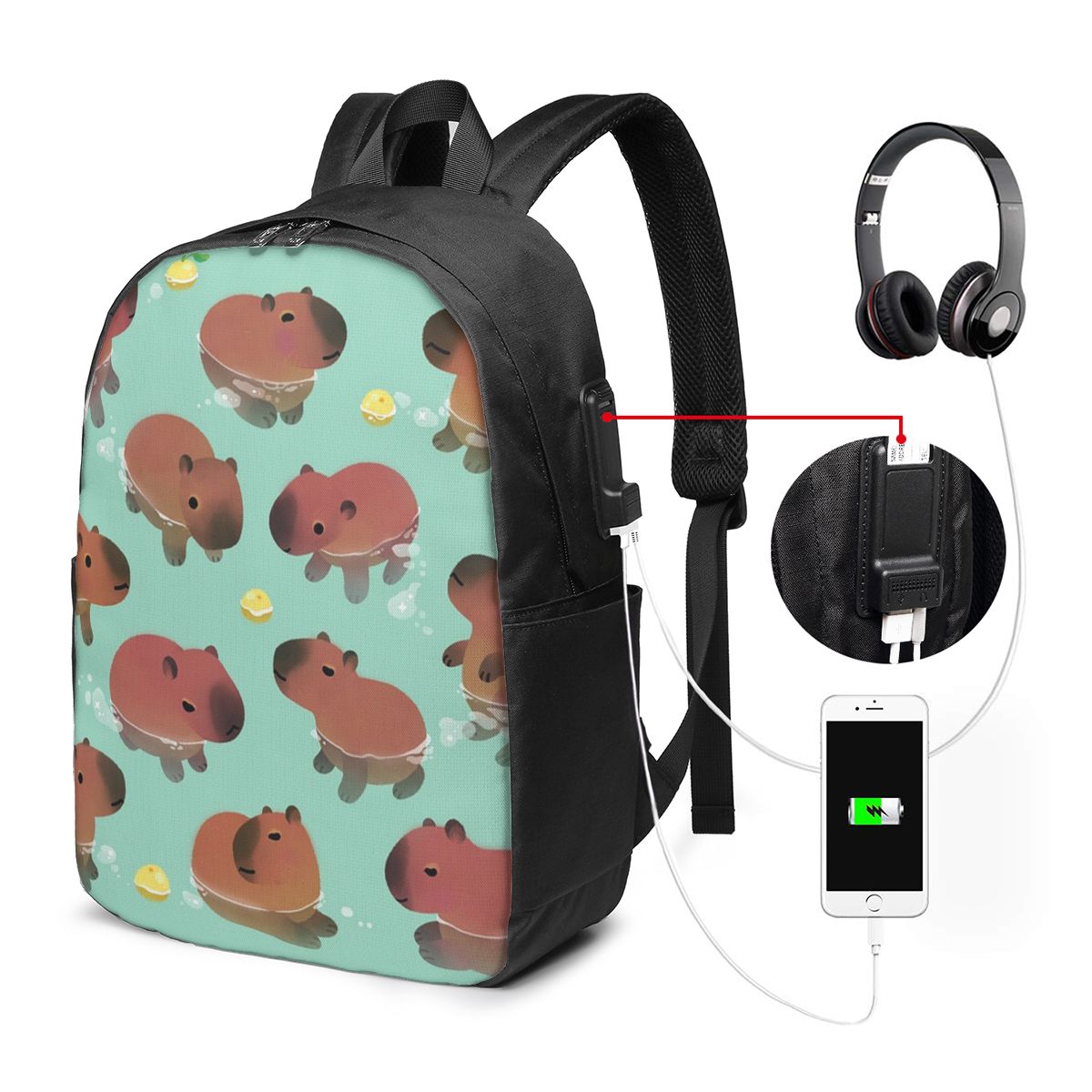 Capybara Animal Pattern Backpa - Women Bags For Laptop のレビューと価格