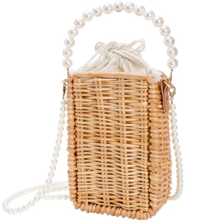 Pearl Basket Purse, Handwoven  - Basket Bag Wicker のレビューと価格