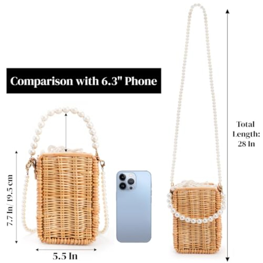 Pearl Basket Purse, Handwoven  - Basket Bag Wicker のレビューと価格