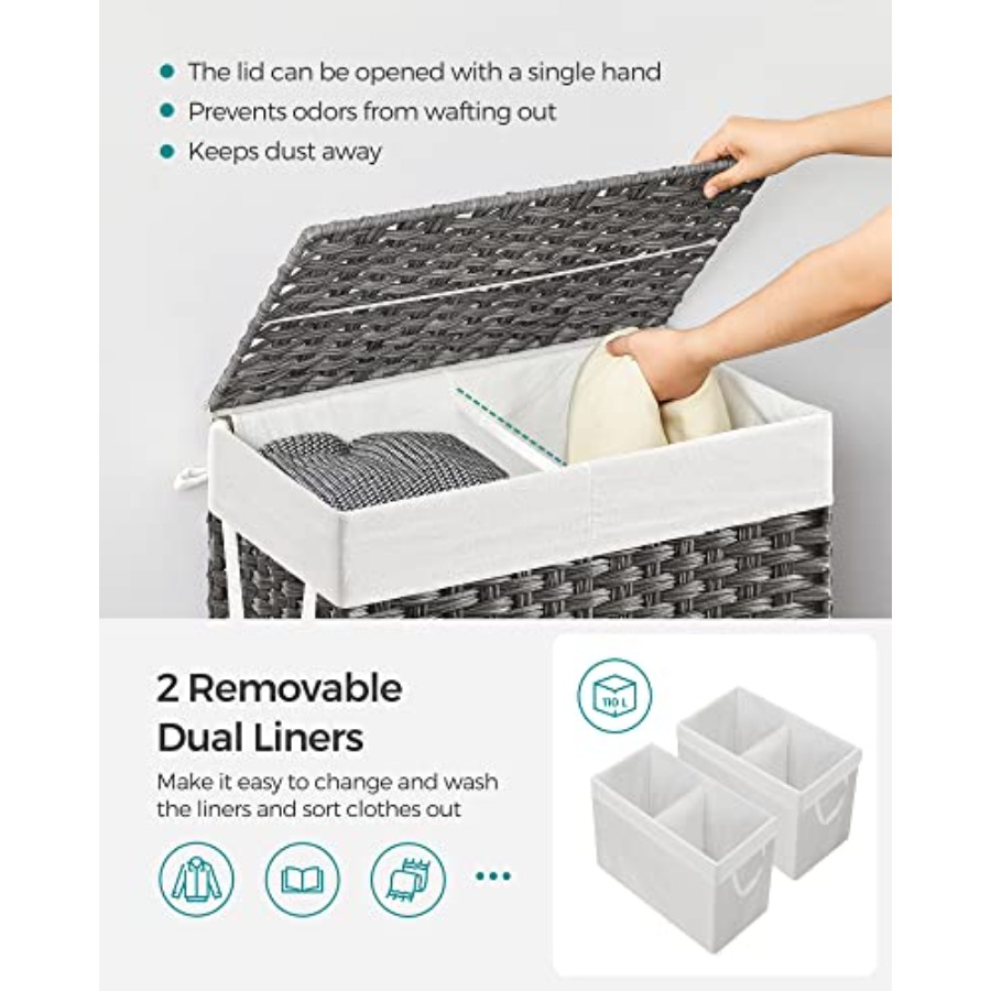 Laundry Hamper with Lid, Cothe - Basket Bag Wicker のレビューと価格