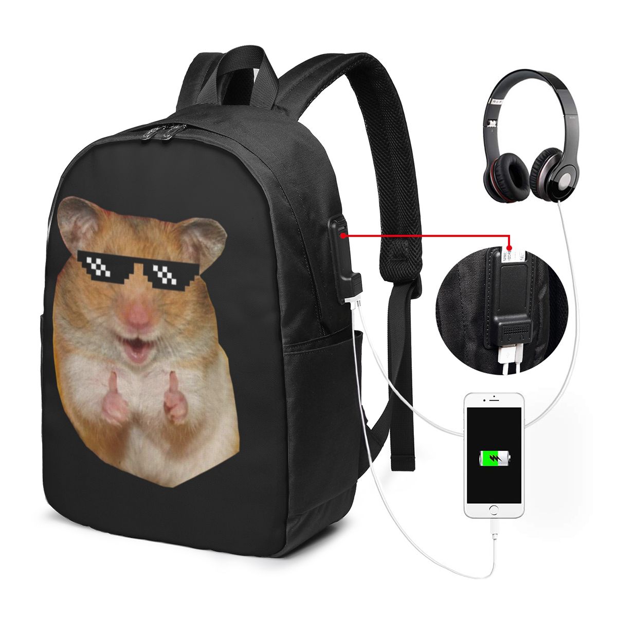 Funny Hamster Backpack Travel  - Women Bags For Travel のレビューと価格