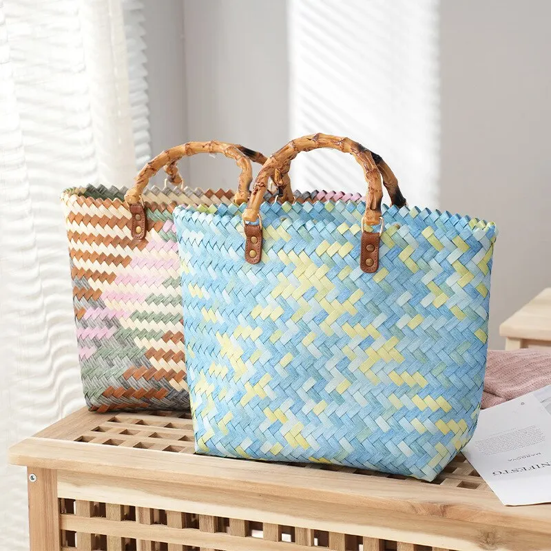 Vintage Bamboom Handle Rattan  - Basket Bag Wicker のレビューと価格