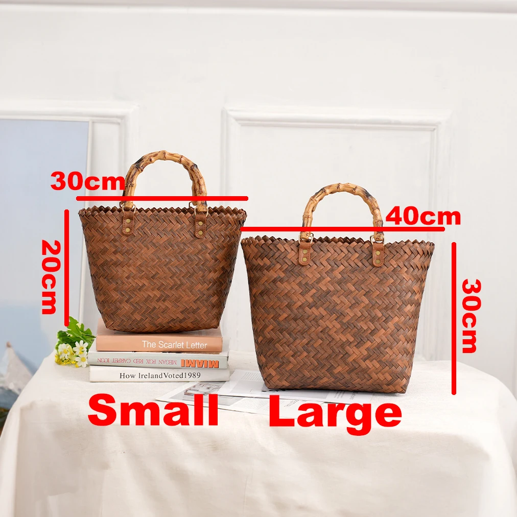 Vintage Bamboom Handle Rattan  - Basket Bag Wicker のレビューと価格