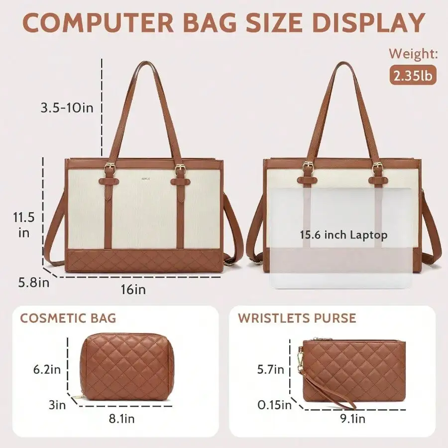 3pcs Laptop Bag Women, 15.6 In - Women'S Work Bags Tote のレビューと価格