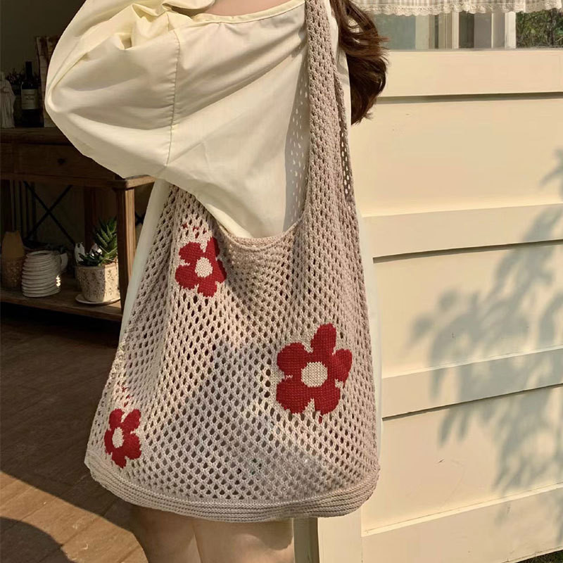 Chic Crochet Flower Mesh Totes - Crochet Market Bag のレビューと価格