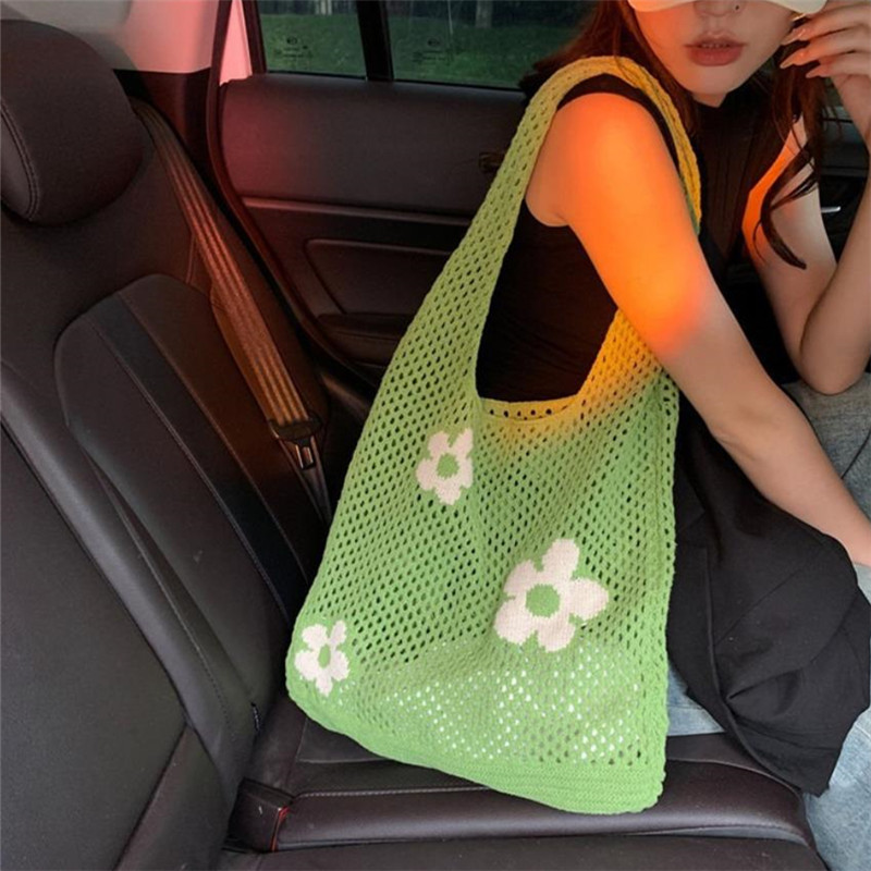 Chic Crochet Flower Mesh Totes - Crochet Market Bag のレビューと価格