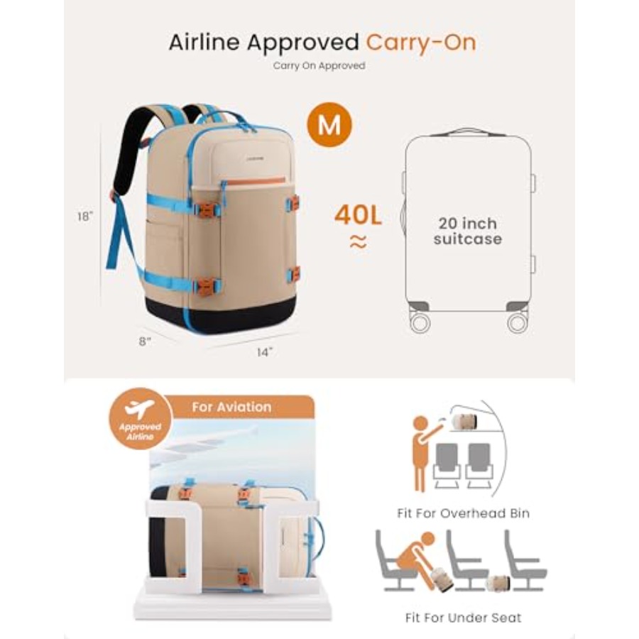 40L Travel Backpack for Women  - Women Bags Pack のレビューと価格