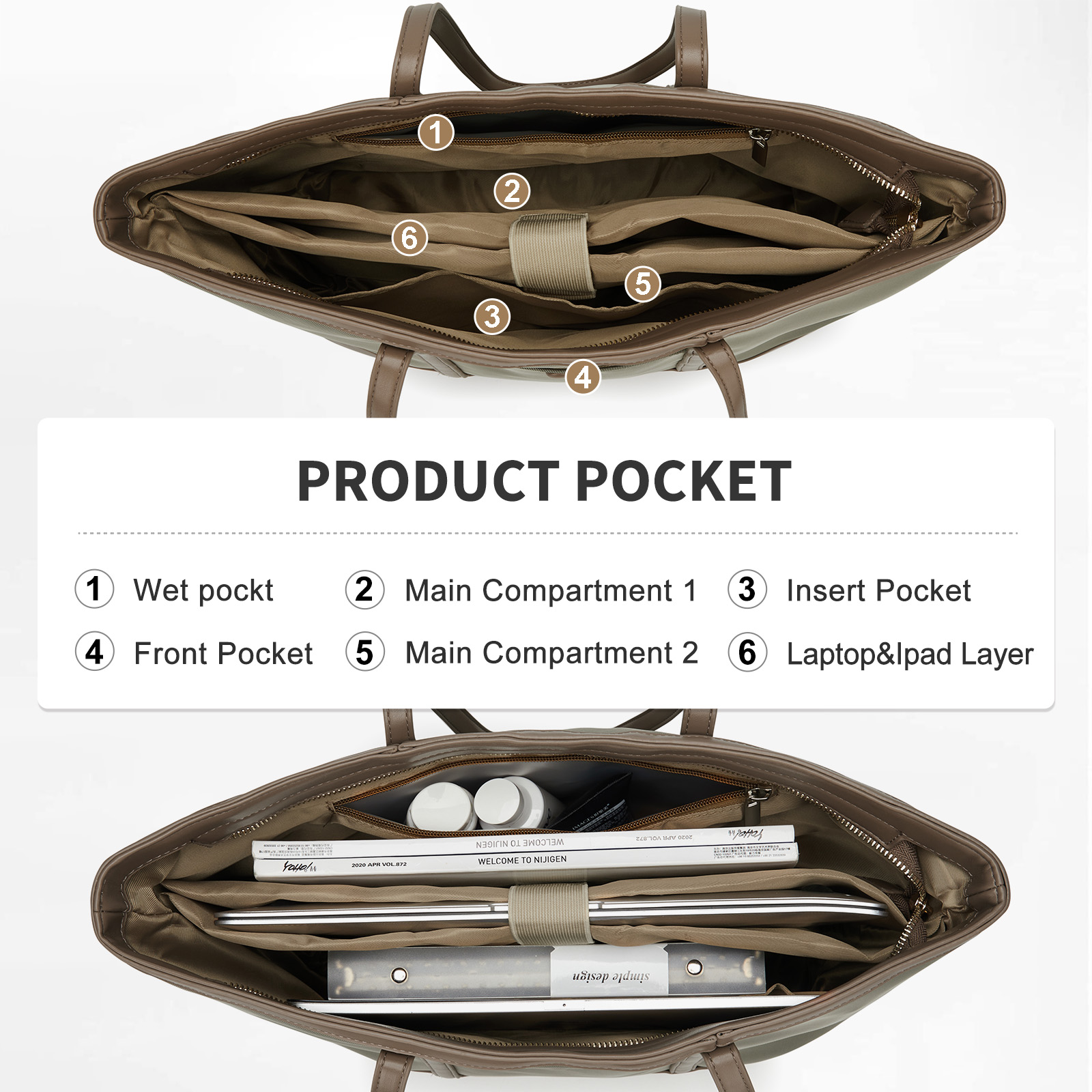 Women Large Shoulder Bag, Zipp - Women'S Work Bags Tote のレビューと価格