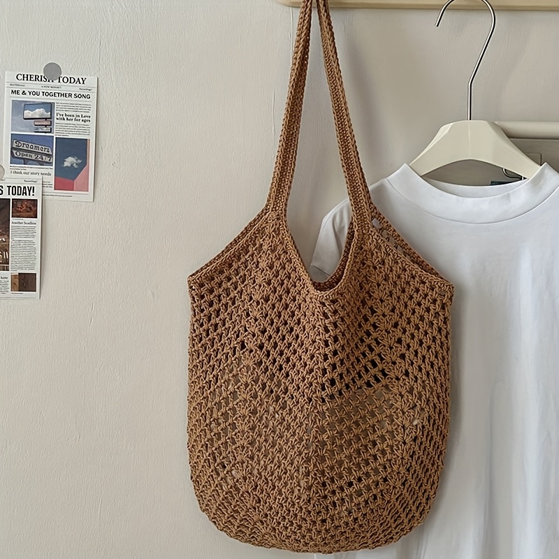 Crochet Mesh Tote Bag Hollow W - Crochet Market Bag のレビューと価格