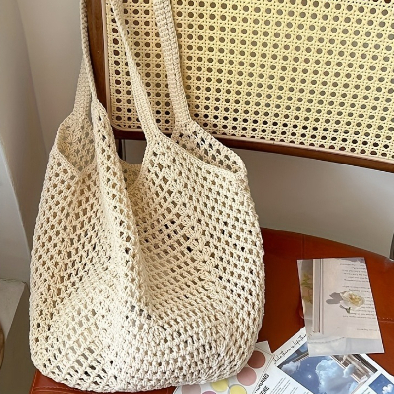 Crochet Mesh Tote Bag Hollow W - Crochet Market Bag のレビューと価格