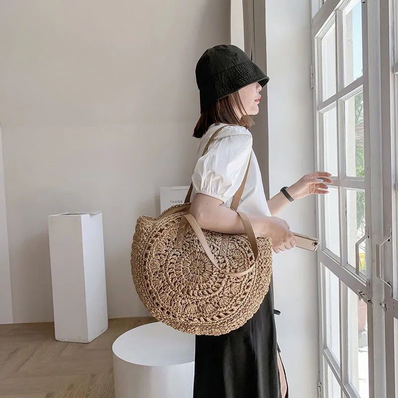 Fashion Round Crochet Straw To - Crochet Market Bag のレビューと価格