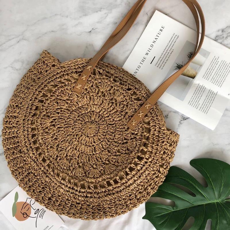 Fashion Round Crochet Straw To - Crochet Market Bag のレビューと価格