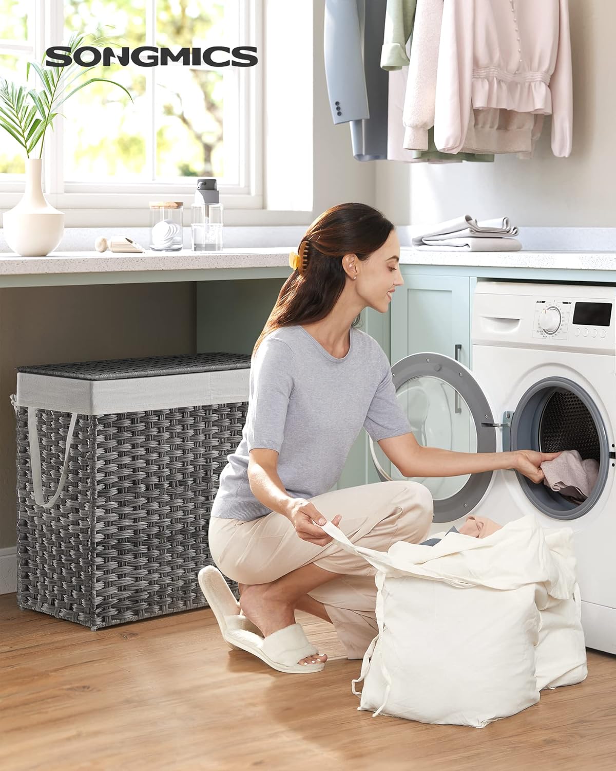 130L Wicker Laundry Basket wit - Basket Bag Wicker のレビューと価格