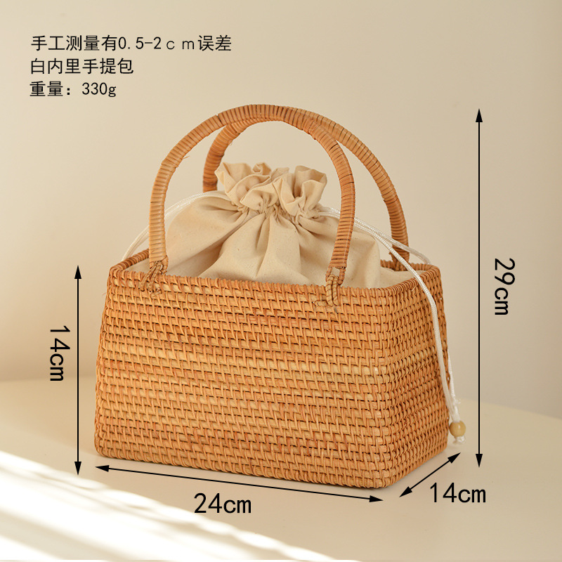 Casual Hollow Rattan Basket Ba - Basket Bag Wicker のレビューと価格