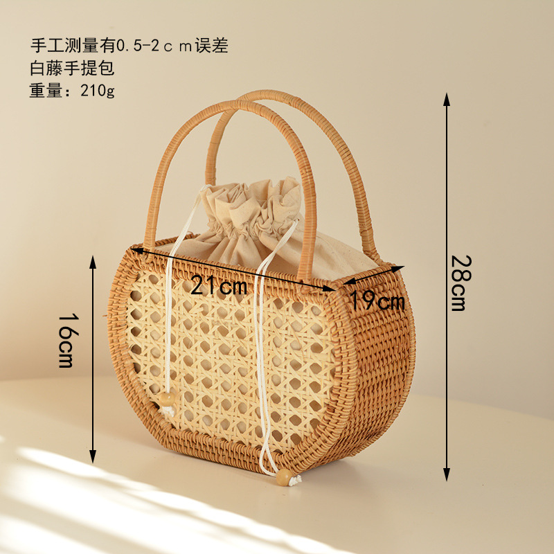 Casual Hollow Rattan Basket Ba - Basket Bag Wicker のレビューと価格