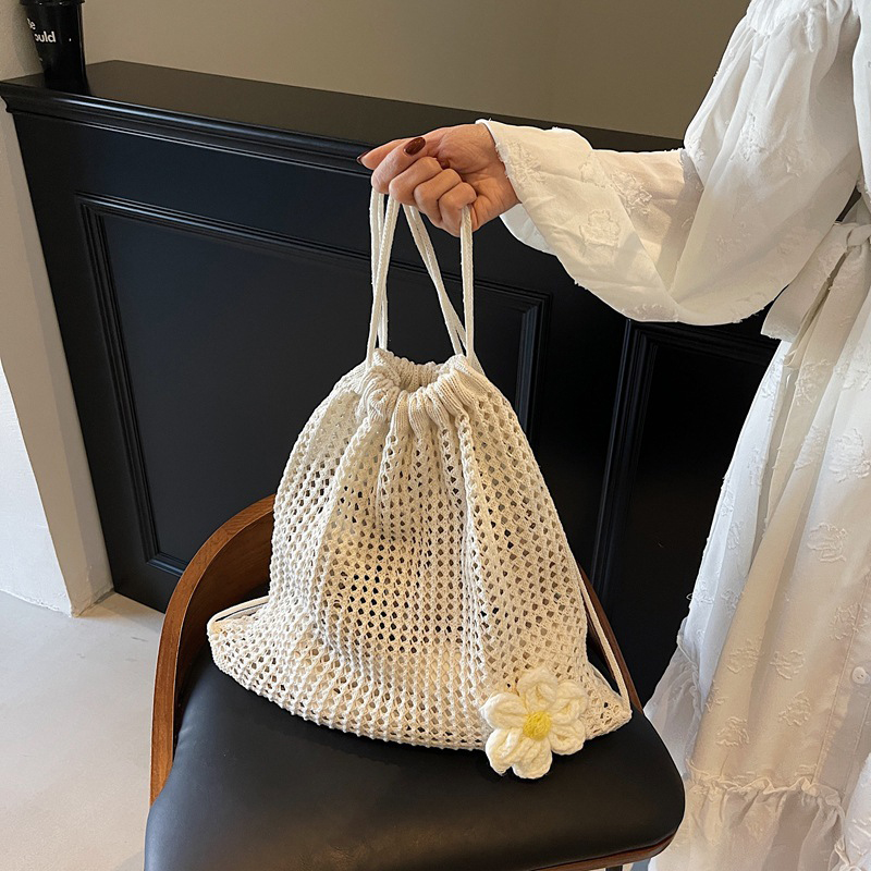 Solid Color Knitting Shoulder  - Crochet Market Bag のレビューと価格