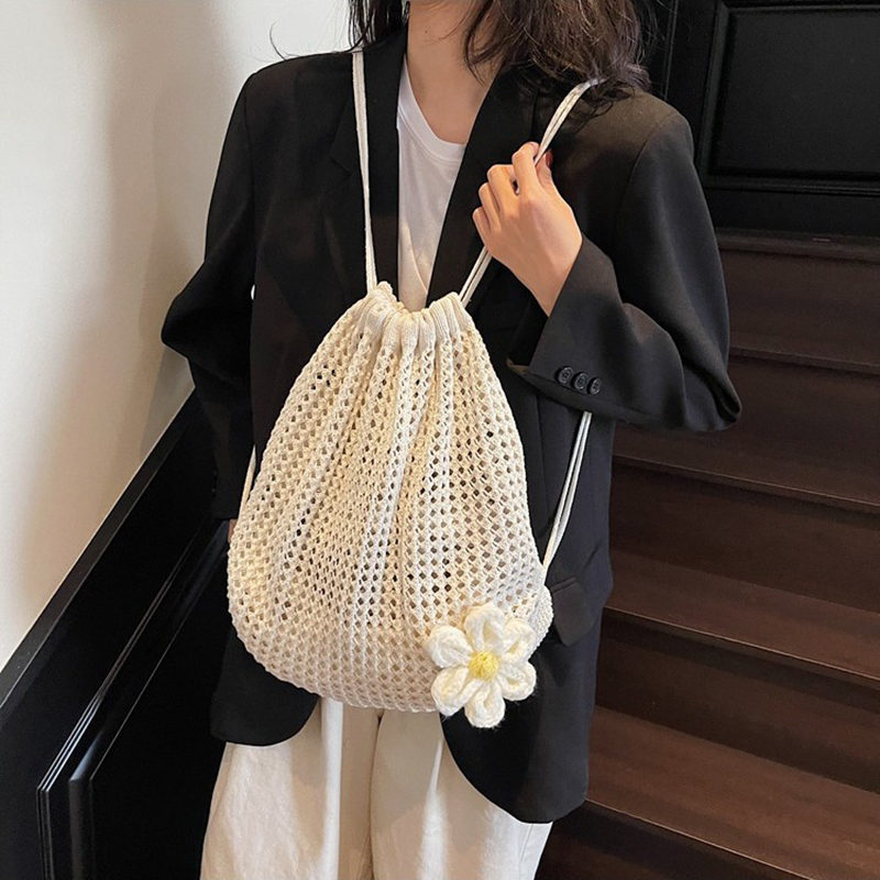 Solid Color Knitting Shoulder  - Crochet Market Bag のレビューと価格