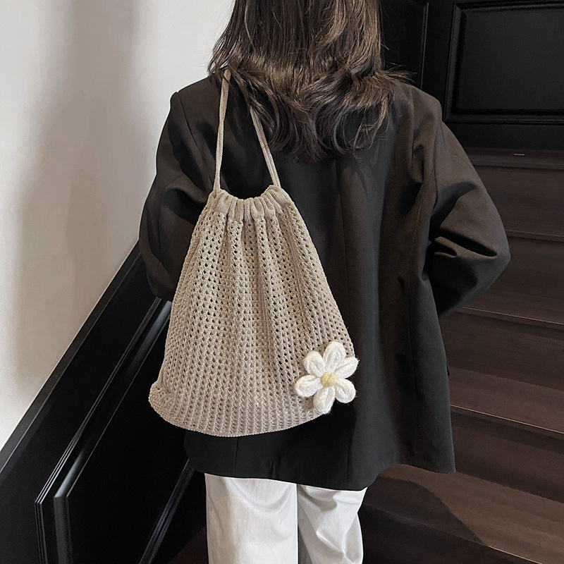 Solid Color Knitting Shoulder  - Crochet Market Bag のレビューと価格