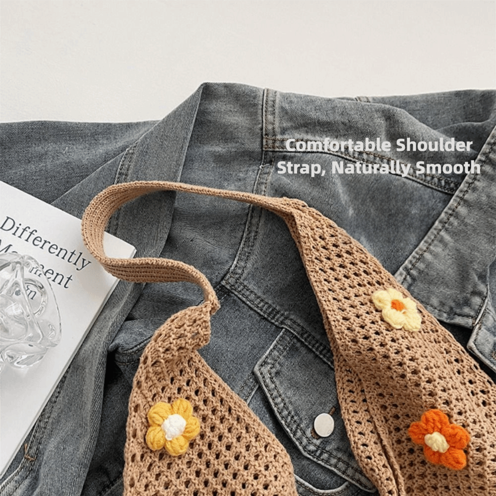 Fashion Flower Knitted Shoulde - Crochet Market Bag のレビューと価格