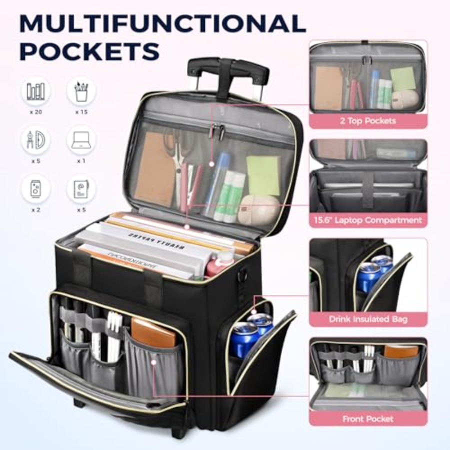 Rolling Teacher Bag, 15.6 Inch - Women Bags For Laptop のレビューと価格