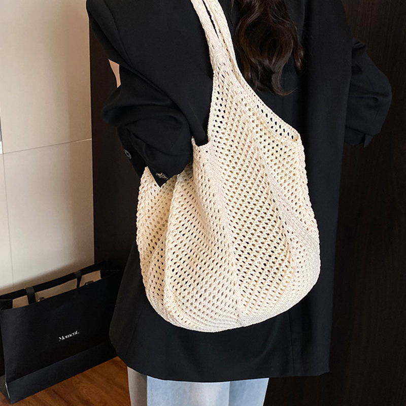 Summer Woven Shoulder Bag Wome - Crochet Market Bag のレビューと価格