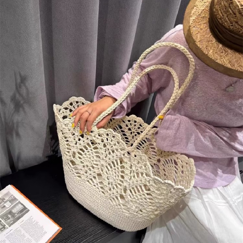 Fashion Vintage Flowers Handma - Crochet Market Bag のレビューと価格