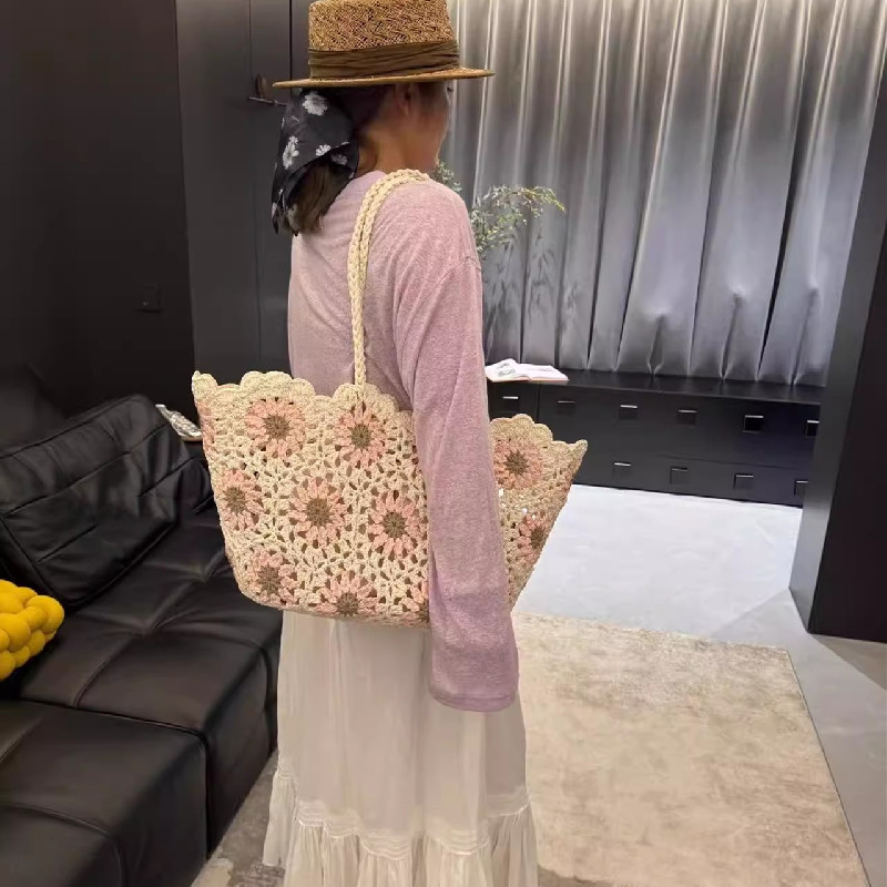 Fashion Vintage Flowers Handma - Crochet Market Bag のレビューと価格