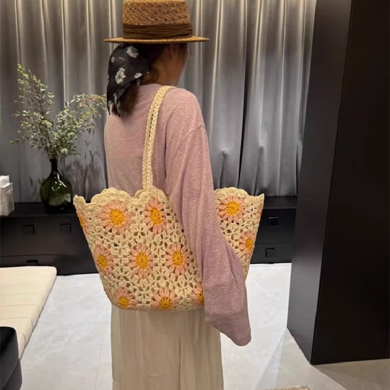 Fashion Vintage Flowers Handma - Crochet Market Bag のレビューと価格