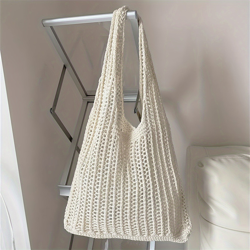 Solid Color Large Capacity Kni - Crochet Market Bag のレビューと価格