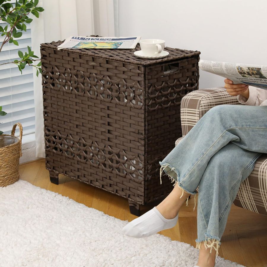 Laundry Hamper with Lid, 140L  - Basket Bag Wicker のレビューと価格