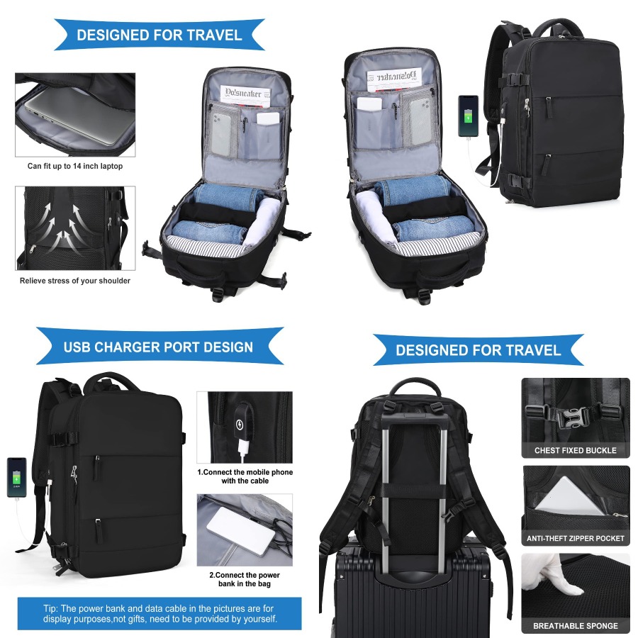 【New Arrival】Black Travel Back - Women Bags For Travel のレビューと価格