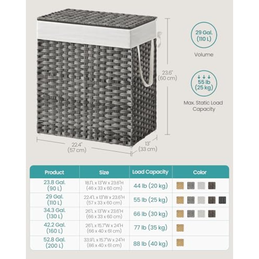 Laundry Hamper with Lid, Cothe - Basket Bag Wicker のレビューと価格