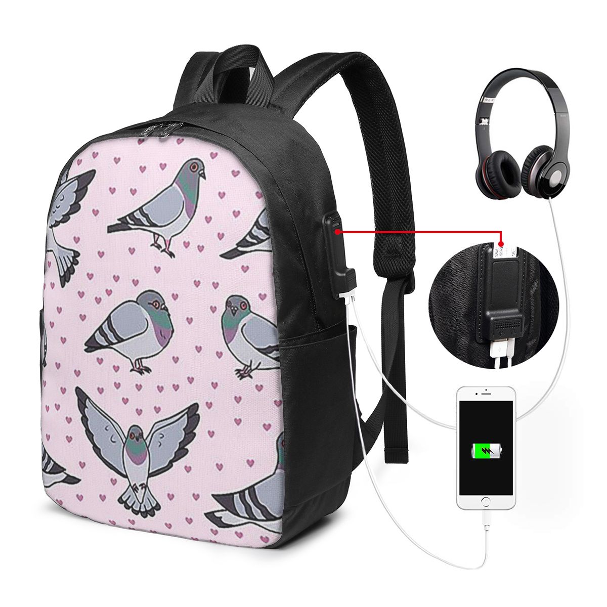 Cute Cartoon Pigeons Pack Back - Women Bags Pack のレビューと価格