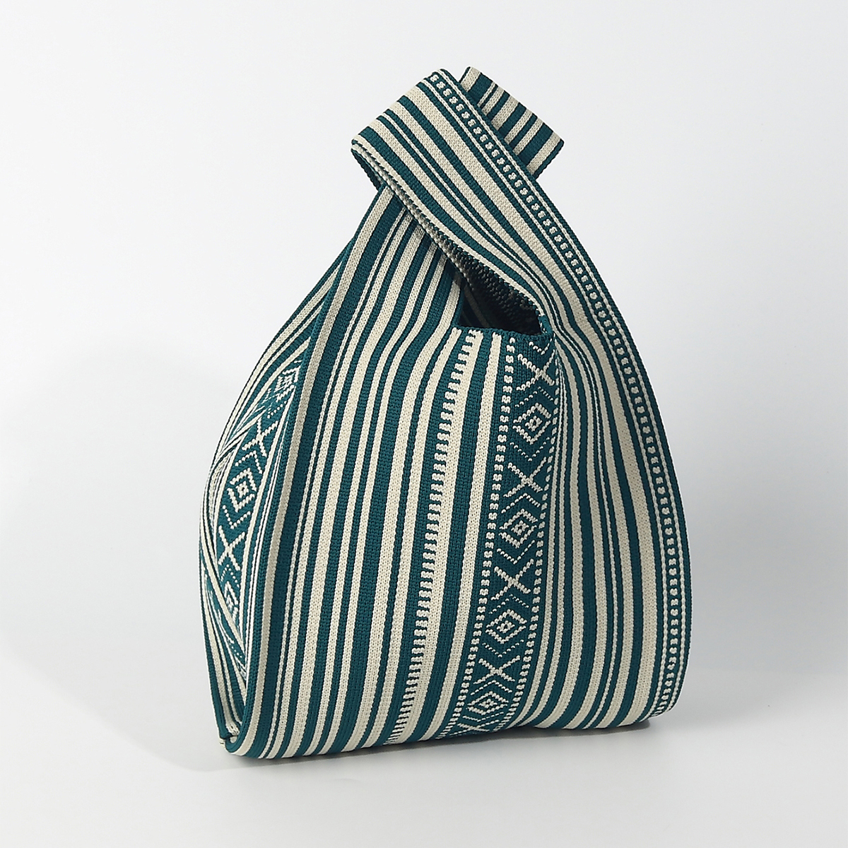 Line Pattern Knitted Crocheted - Crochet Market Bag のレビューと価格