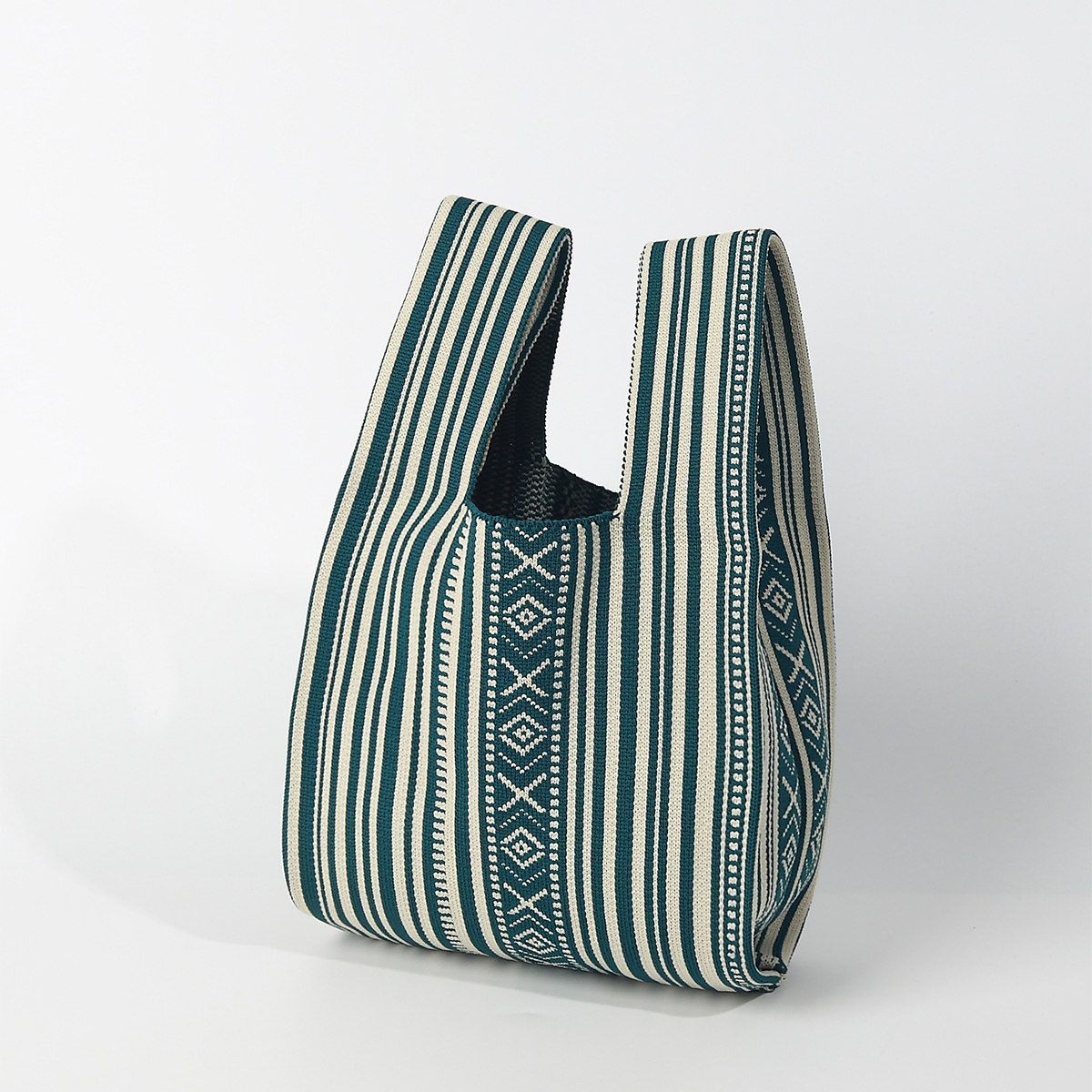 Line Pattern Knitted Crocheted - Crochet Market Bag のレビューと価格