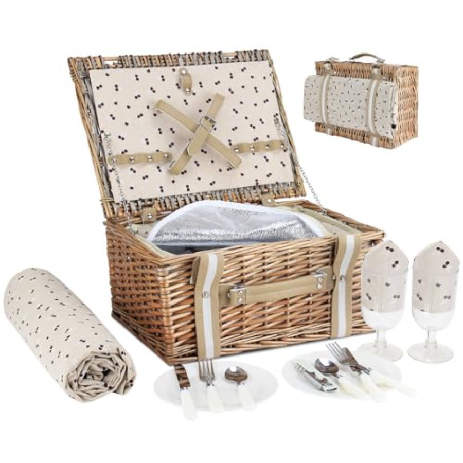 Willow Picnic Basket Set for 2 - Basket Bag Wicker のレビューと価格
