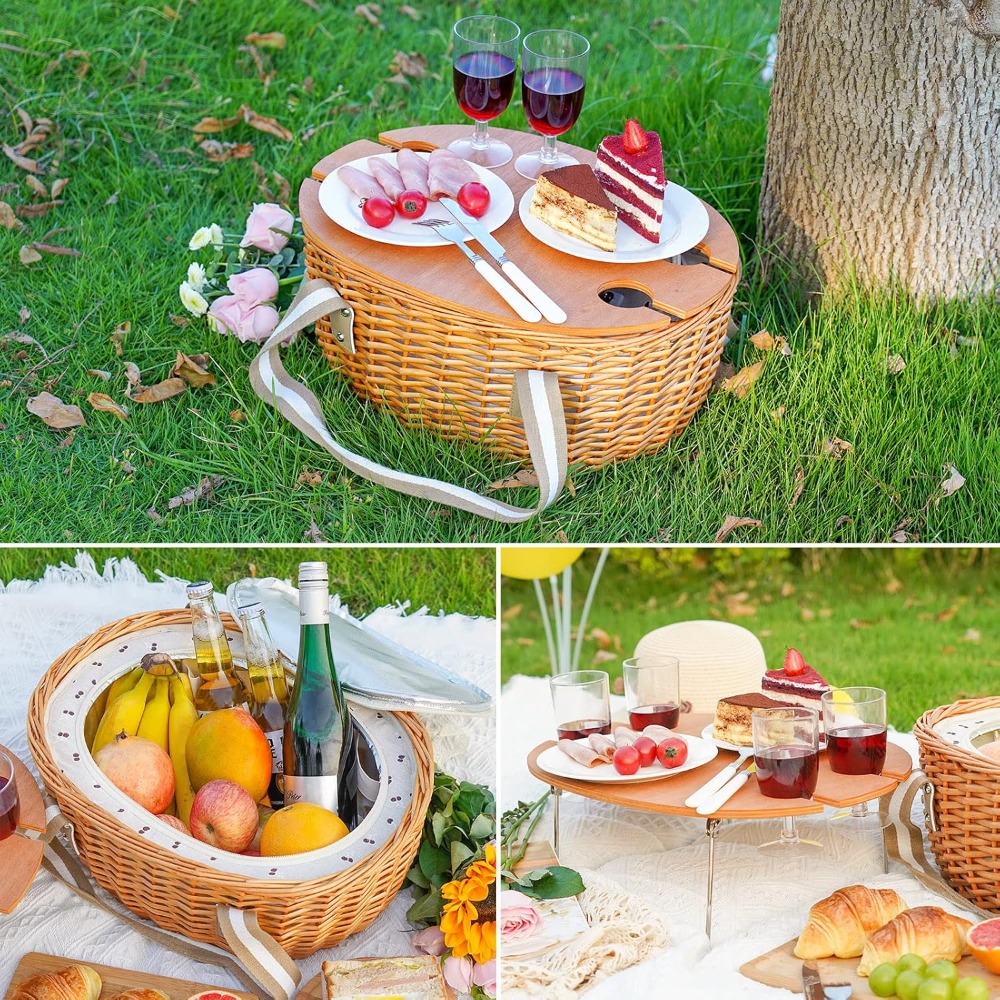 stboo picnic basket for 4, ins - Basket Bag Wicker のレビューと価格
