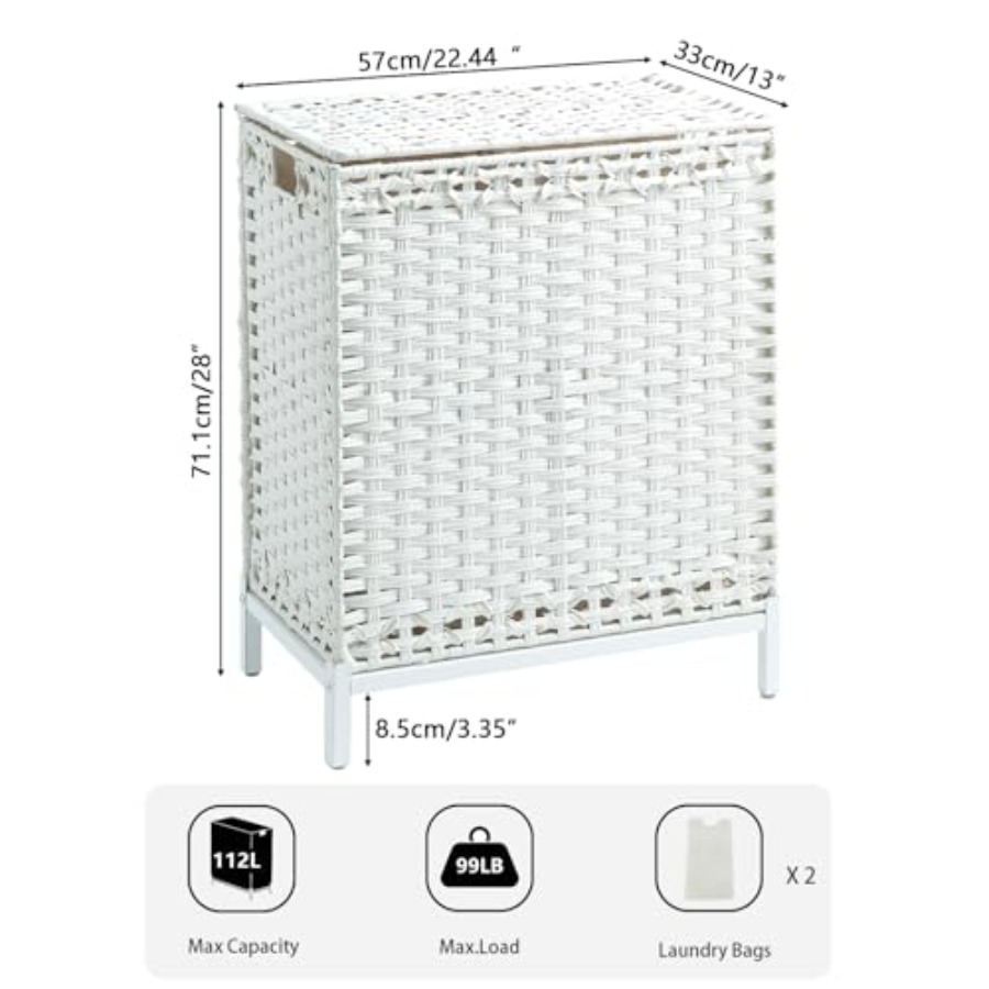 Laundry Hamper with Lid, Handw - Basket Bag Wicker のレビューと価格