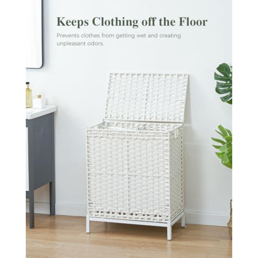 Laundry Hamper with Lid, Handw - Basket Bag Wicker のレビューと価格