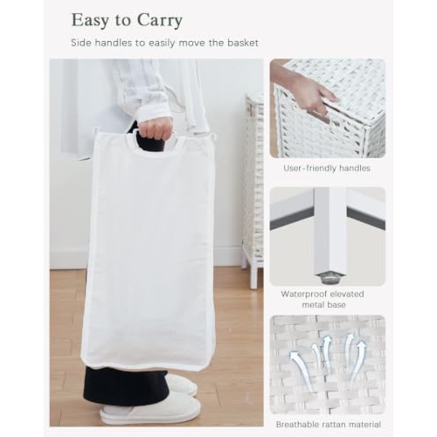 Laundry Hamper with Lid, Handw - Basket Bag Wicker のレビューと価格