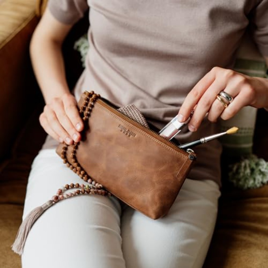 Vintage Genuine Leather Makeup - Women Bags For Travel のレビューと価格