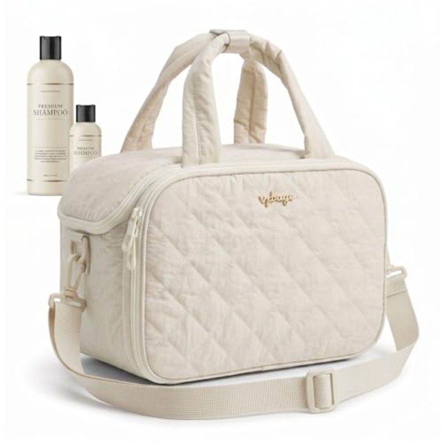 Large Quilted Toiletry Bag for - Women Bags For Travel のレビューと価格